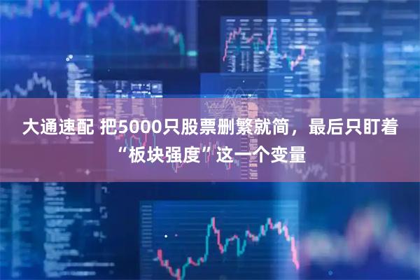 大通速配 把5000只股票删繁就简，最后只盯着“板块强度”这一个变量