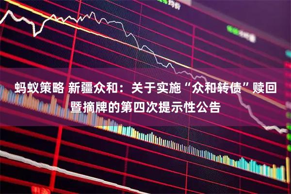 蚂蚁策略 新疆众和：关于实施“众和转债”赎回暨摘牌的第四次提示性公告